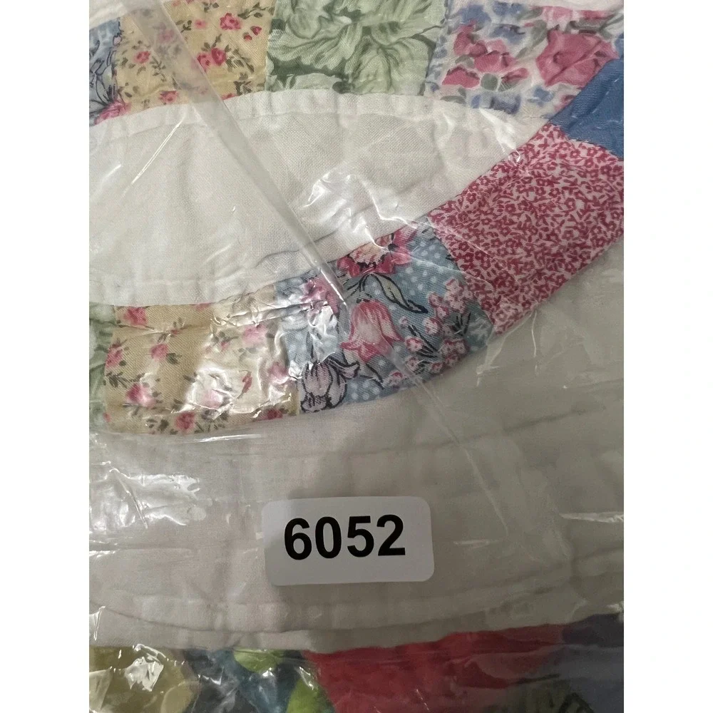 Vintage Double Wedding Ring Quilt 86x86 Cottagecore Full Queen